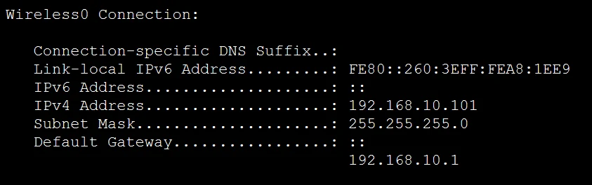 Client sans fil associé : adresse obtenue par DHCP